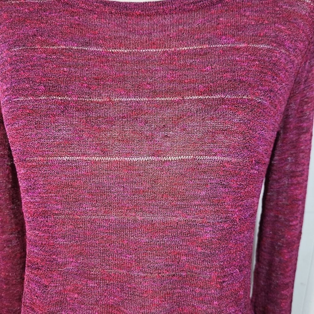 Rag And Bone Raspberry Pink Linen Blend Knit Stri… - image 2